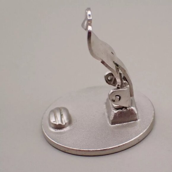 CHANEL Logo Round Button Earrings 00C Clip-On Silver SHW France - Picture 7 of 10